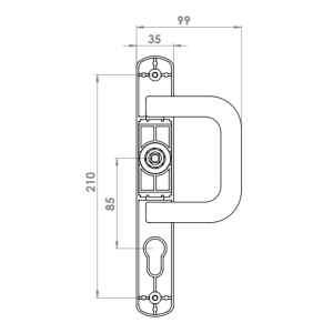 DOOR HANDLE AL IZMIR 85 MM AXIS LONG&WIDE D TYPE 1013