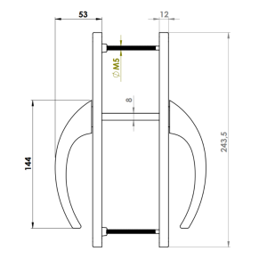 DOOR HANDLE AL PORTO 85 MM AXIS LONG&WIDE 7016